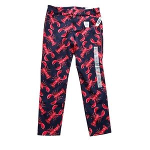 Old Navy Navy Crab Print Ankle Length Pixie Pants Size 8 NWT